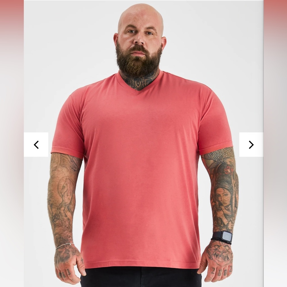 Built Different Mens V-Neck T-Shirt in Mineral Red 3XL